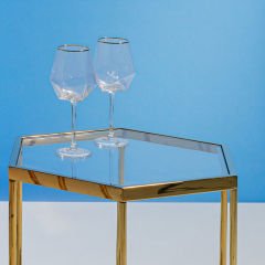 Diamond Gold Rim Şarap Kadehi