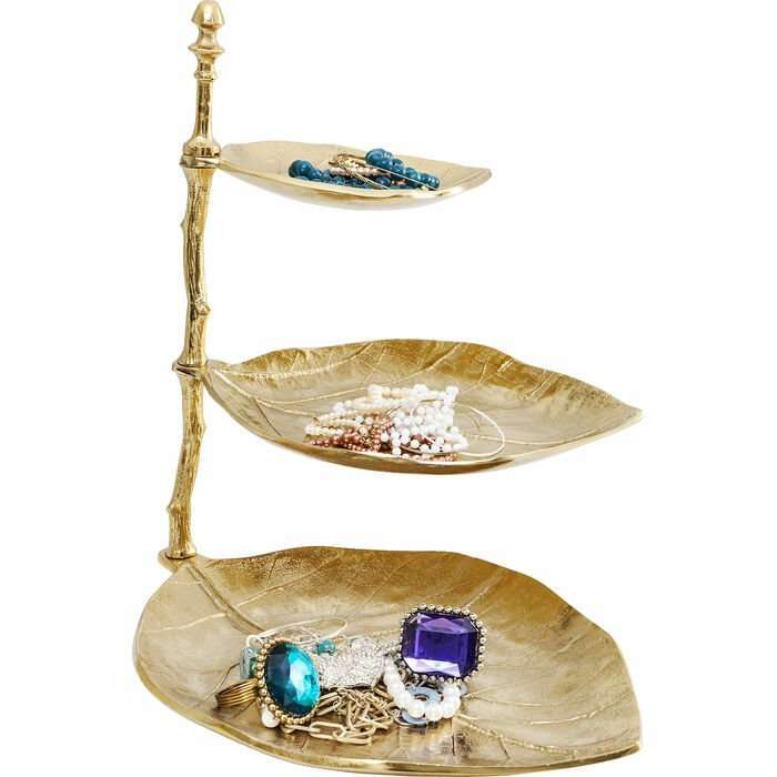Etagere Leaf Altın Renk Dekoratif Dresuar