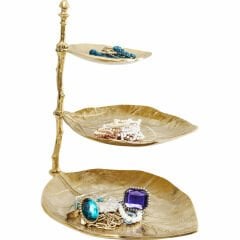 Etagere Leaf Altın Renk Dekoratif Dresuar