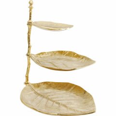 Etagere Leaf Altın Renk Dekoratif Dresuar