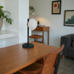 Celan Ahşap Detay Siyah Masa Lambası