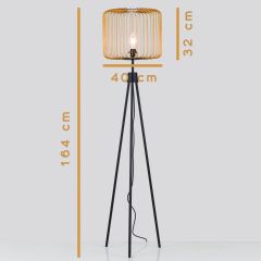 Tripod Ayaklı Kafes Lambader Gold