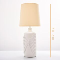 Kabartmalı Abajur Beyaz