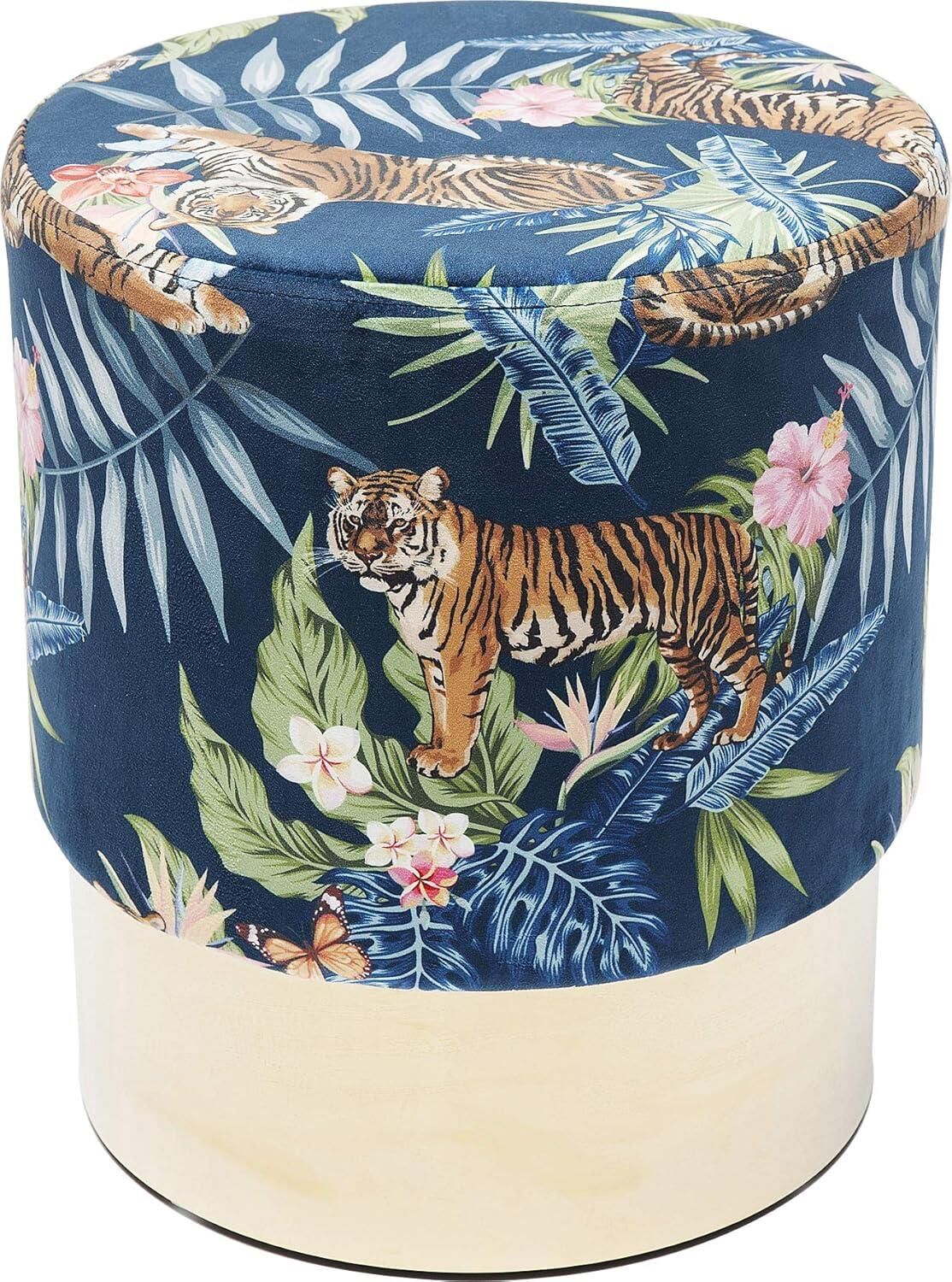 Cherry Jungle Tiger Gold Stool Ø35 cm