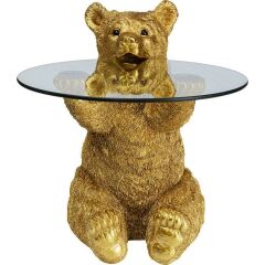 Animal Ayı Detaylı Altın Yan Sehpa 40 cm