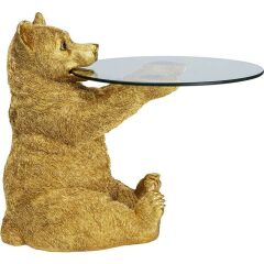 Animal Ayı Detaylı Altın Yan Sehpa 40 cm