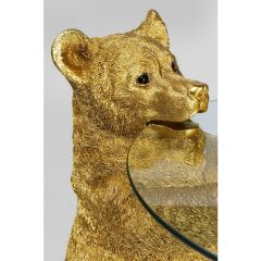 Animal Ayı Detaylı Altın Yan Sehpa 40 cm