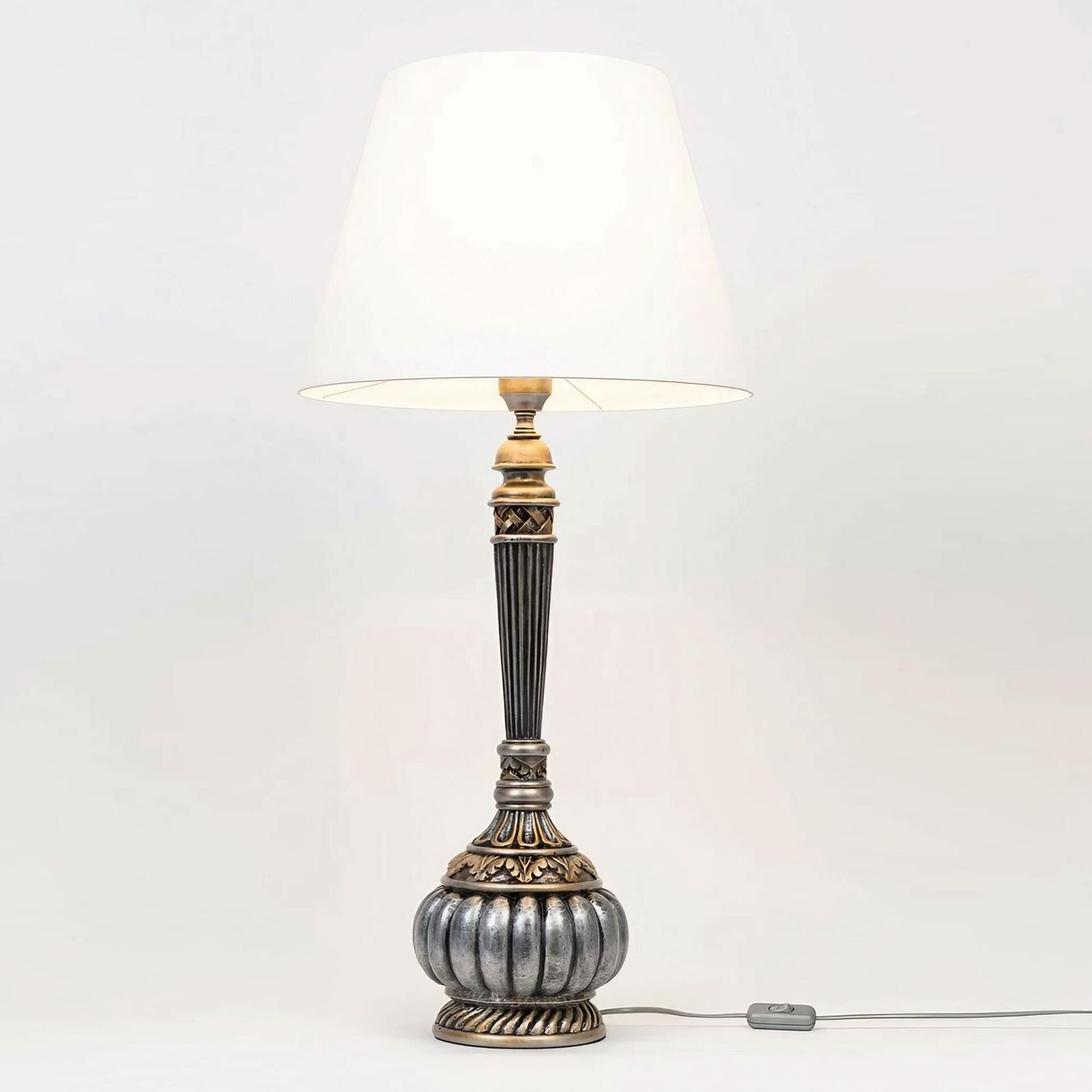 Polyester Gümüş Eskitme Abajur 5352