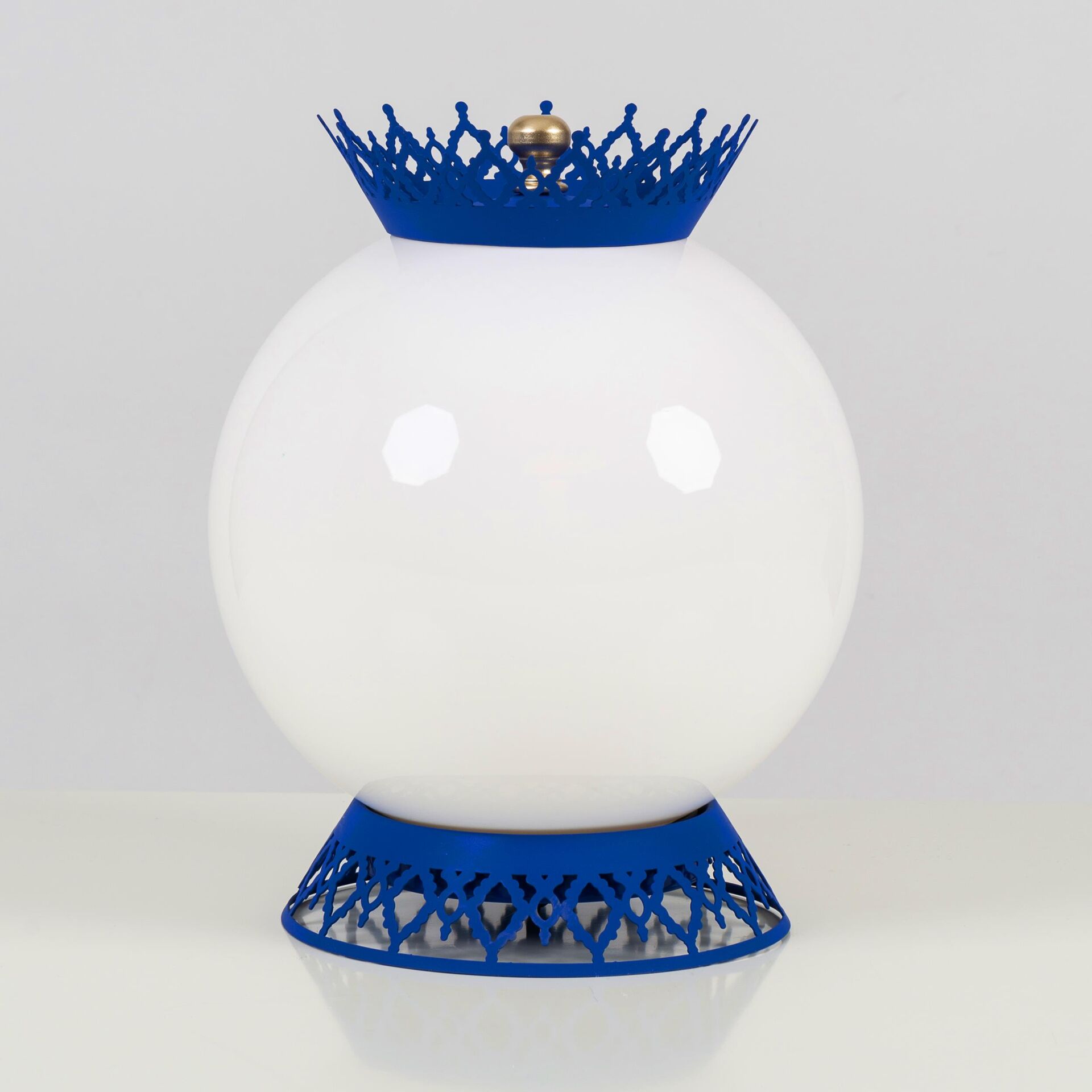 Taçlı Küre Abajur Lacivert