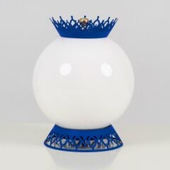 Taçlı Küre Abajur Lacivert