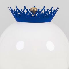Taçlı Küre Abajur Lacivert