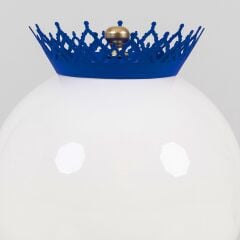 Taçlı Küre Abajur Lacivert