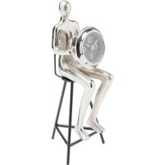 Sitting Man Silver Alüminyum Masa Saati 12x31 cm
