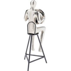 Sitting Man Silver Alüminyum Masa Saati 12x31 cm