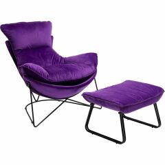 Armchair With Stool Snuggle Purple Tabureli Berjer