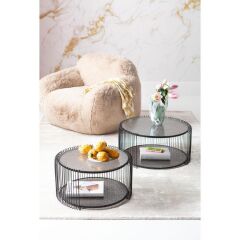 Coffee Table Wire Double Bubble Black (2/Set)