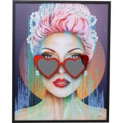 Framed Picture Heart Glasses 80x100cm
