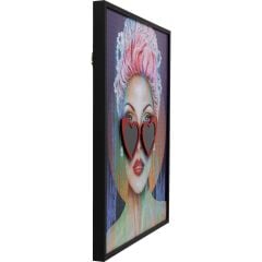 Framed Picture Heart Glasses 80x100cm