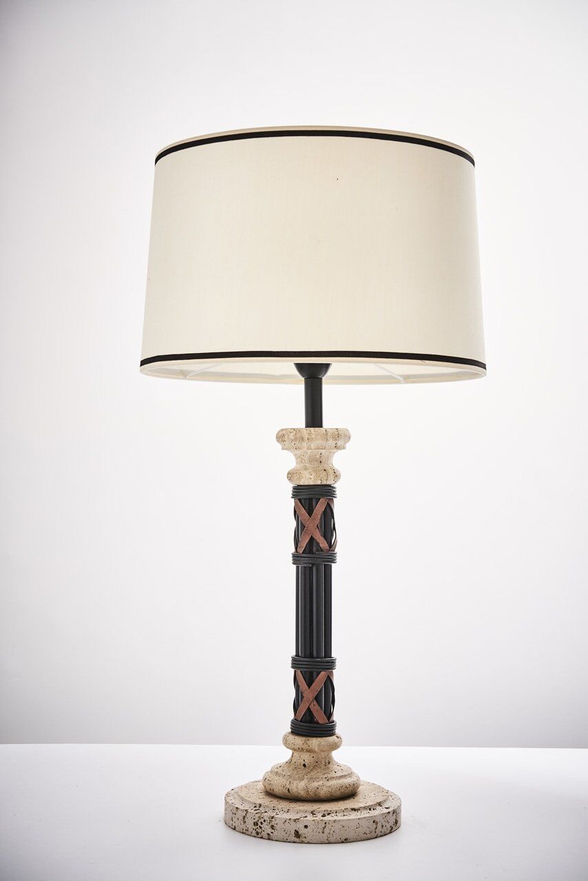 Metal Gövdeli Abajur Mermer Tabanlı 0031