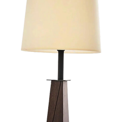 Ahşap Gövdeli Abajur Bej - 0034