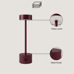 Larden Bordo Şarjlı Masa Lambası