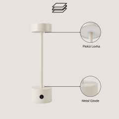 Larden Krem Şarjlı Masa Lambası