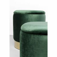 Stool Cherry Storage 2'li Dark Green Brass Tabure