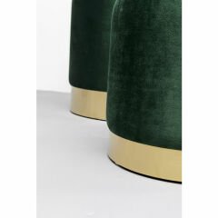 Stool Cherry Storage 2'li Dark Green Brass Tabure