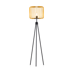 3 Ayaklı Gold Metal Başlıklı Siyah Dekoratif Lambader