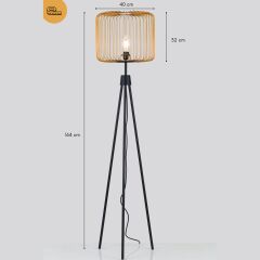 3 Ayaklı Gold Metal Başlıklı Siyah Dekoratif Lambader