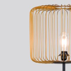 3 Ayaklı Gold Metal Başlıklı Siyah Dekoratif Lambader