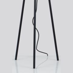 3 Ayaklı Gold Metal Başlıklı Siyah Dekoratif Lambader