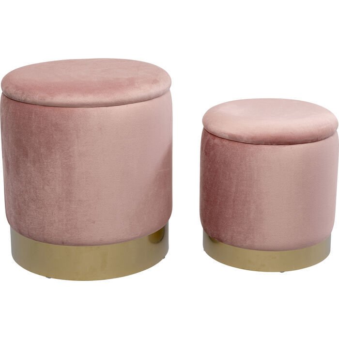 Stool Cherry Storage 2'li Rose Brass Tabure