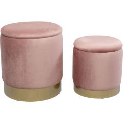 Stool Cherry Storage 2'li Rose Brass Tabure