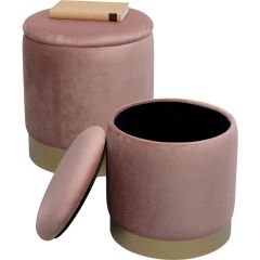 Stool Cherry Storage 2'li Rose Brass Tabure