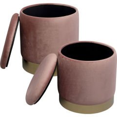 Stool Cherry Storage 2'li Rose Brass Tabure