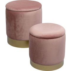 Stool Cherry Storage 2'li Rose Brass Tabure