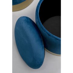 Stool Cherry Storage 2'li Blue Brass Tabure