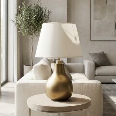 Vera Krem Başlıklı Eskitme Gold Modern Abajur