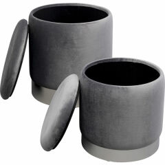 Stool Cherry Storage 2'li Grey Silver Tabure