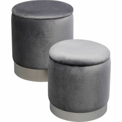 Stool Cherry Storage 2'li Grey Silver Tabure