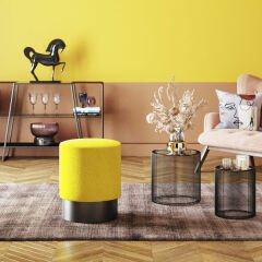 Stool Jody Yellow Mesh Black Tabure