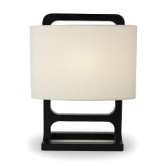 Zena Siyah Ahşap Gövdeli Krem Başlıklı Modern Dekoratif Abajur