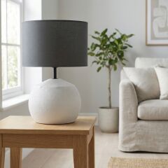 Vento Taş Dokulu Açık Gri Gövde Antrasit Başlık Dekoratif Abajur