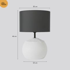 Vento Taş Dokulu Açık Gri Gövde Antrasit Başlık Dekoratif Abajur