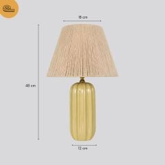 Zion Pastel Sarı Gövde Bej Başlık Dekoratif Abajur