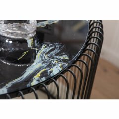 Wire Glass Marble Siyah 2'li Cam Orta Sehpa