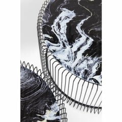 Wire Glass Marble Siyah 2'li Cam Orta Sehpa