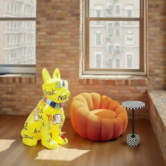 Deco Figurine Graffiti Dog Yellow 122cm