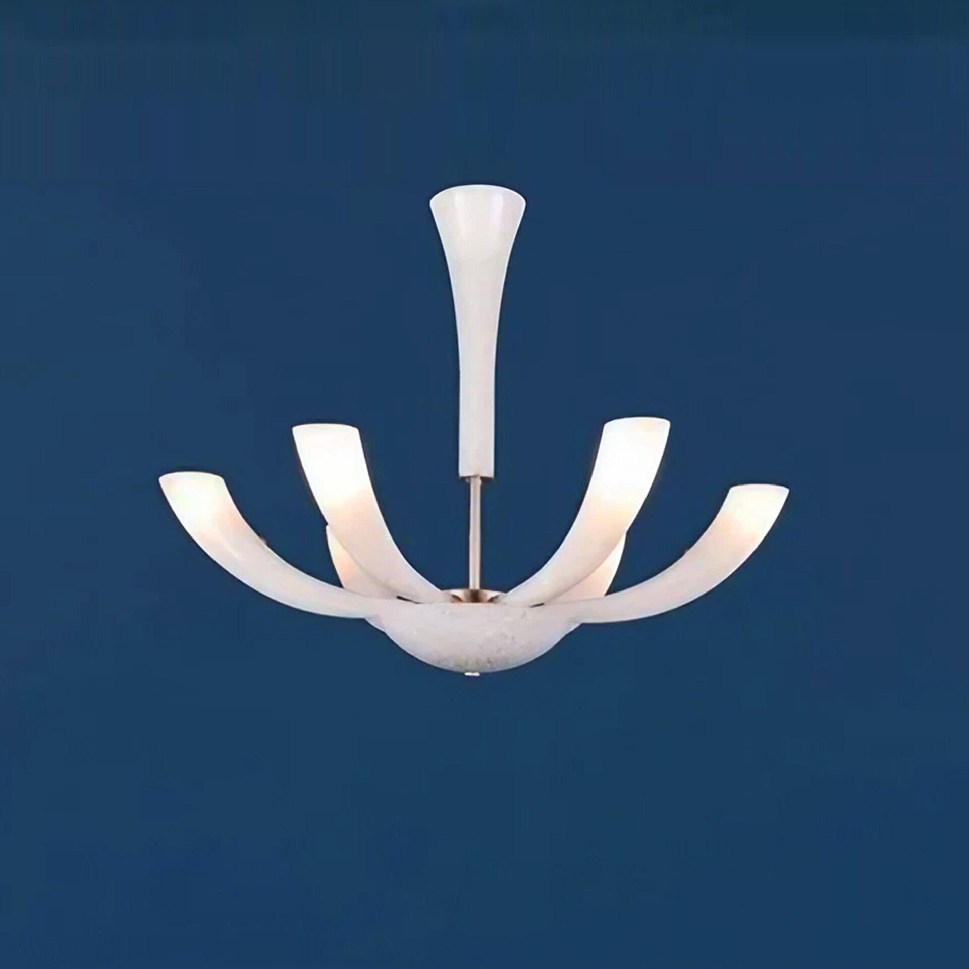 6 Kollu Cam Avize Opal Beyaz